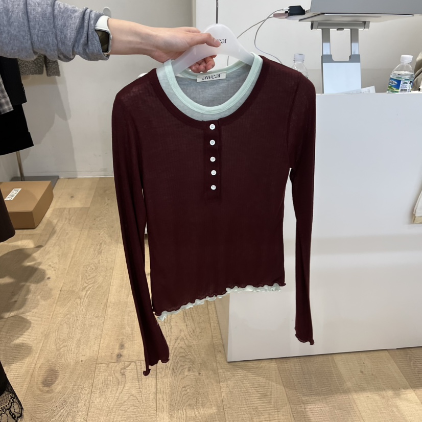 RUMIRU/AWEAR韓國代購女士新款時尚推薦熱賣長袖T恤假兩件awear/RUMIRU長袖T恤圖色1