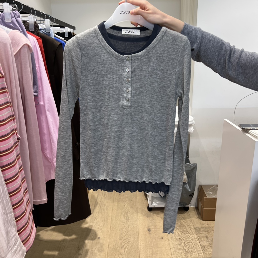 RUMIRU/AWEAR韓國代購女士新款時尚推薦熱賣長袖T恤假兩件awear/RUMIRU長袖T恤圖色4