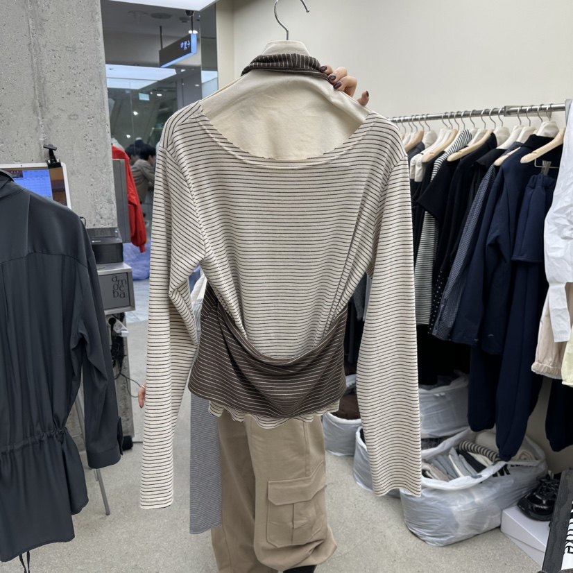 AMOEBA東大門實拍女裝新款時尚休閑26春夏長袖T恤兩件套春款AMOEBA長袖T恤