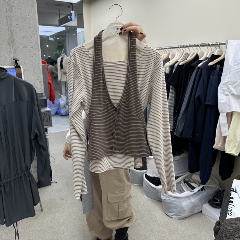 AMOEBA東大門實拍女裝新款時尚休閑26春夏長袖T恤兩件套春款AMOEBA長袖T恤圖色2