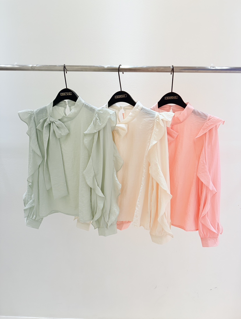 CORAL東大門代購女裝新品職業熱賣推薦26春夏襯衫蕾絲衫荷葉邊CORAL襯衫/蕾絲衫