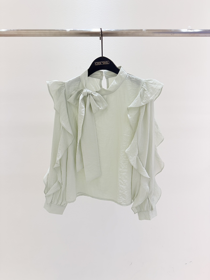 CORAL東大門代購女裝新品職業熱賣推薦26春夏襯衫蕾絲衫荷葉邊CORAL襯衫/蕾絲衫圖色1