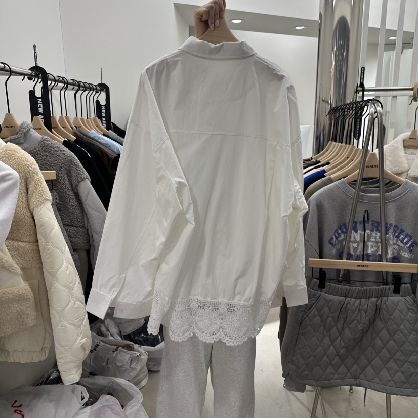 VENEFIT東大門實拍女士新品熱賣休閑真品襯衫蕾絲衫春款蕾絲VENEFIT/JENNIE襯衫/蕾絲衫