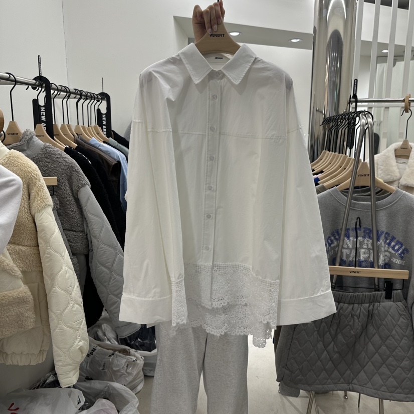 VENEFIT東大門實拍女士新品熱賣休閑真品襯衫蕾絲衫春款蕾絲VENEFIT/JENNIE襯衫/蕾絲衫圖色2