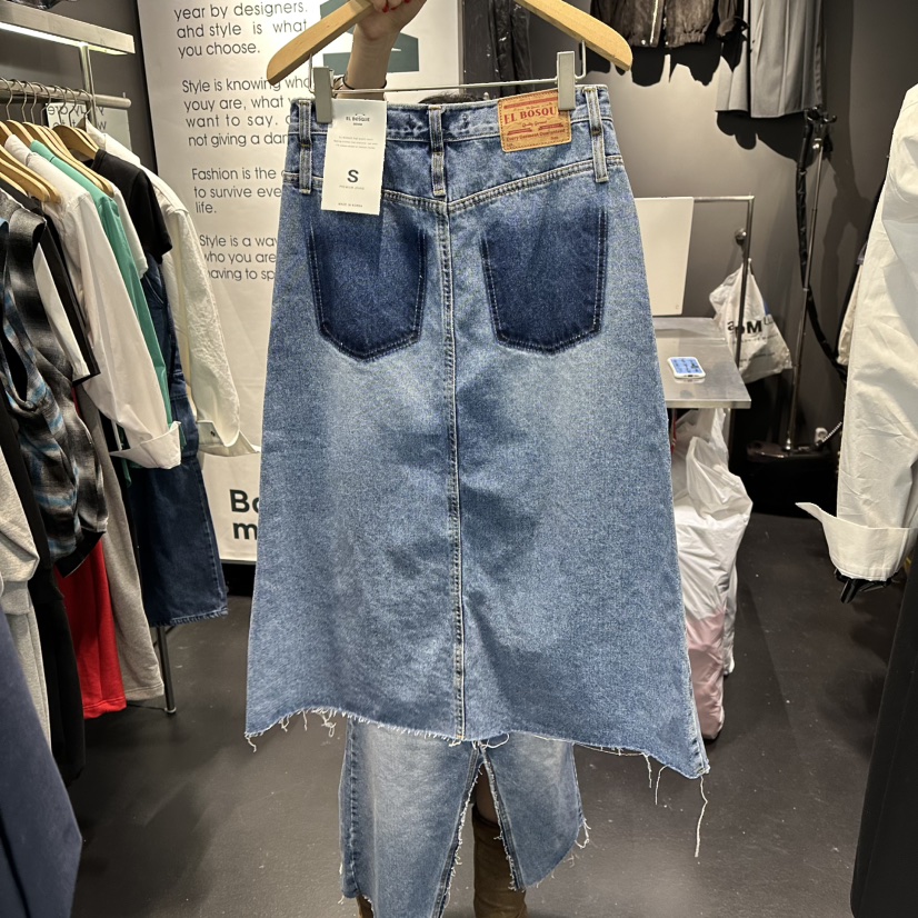 EL BOSQUE韓國代購女裝新品真品職業26春夏長裙春款開衩EL BOSQUE長裙