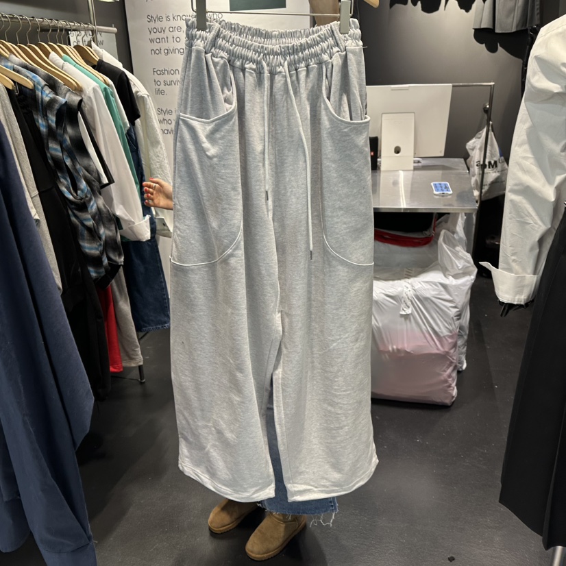 EL BOSQUE東大門實拍女士新款時尚人氣職業真品休閑休閑褲EL BOSQUE休閑褲圖色1白灰色