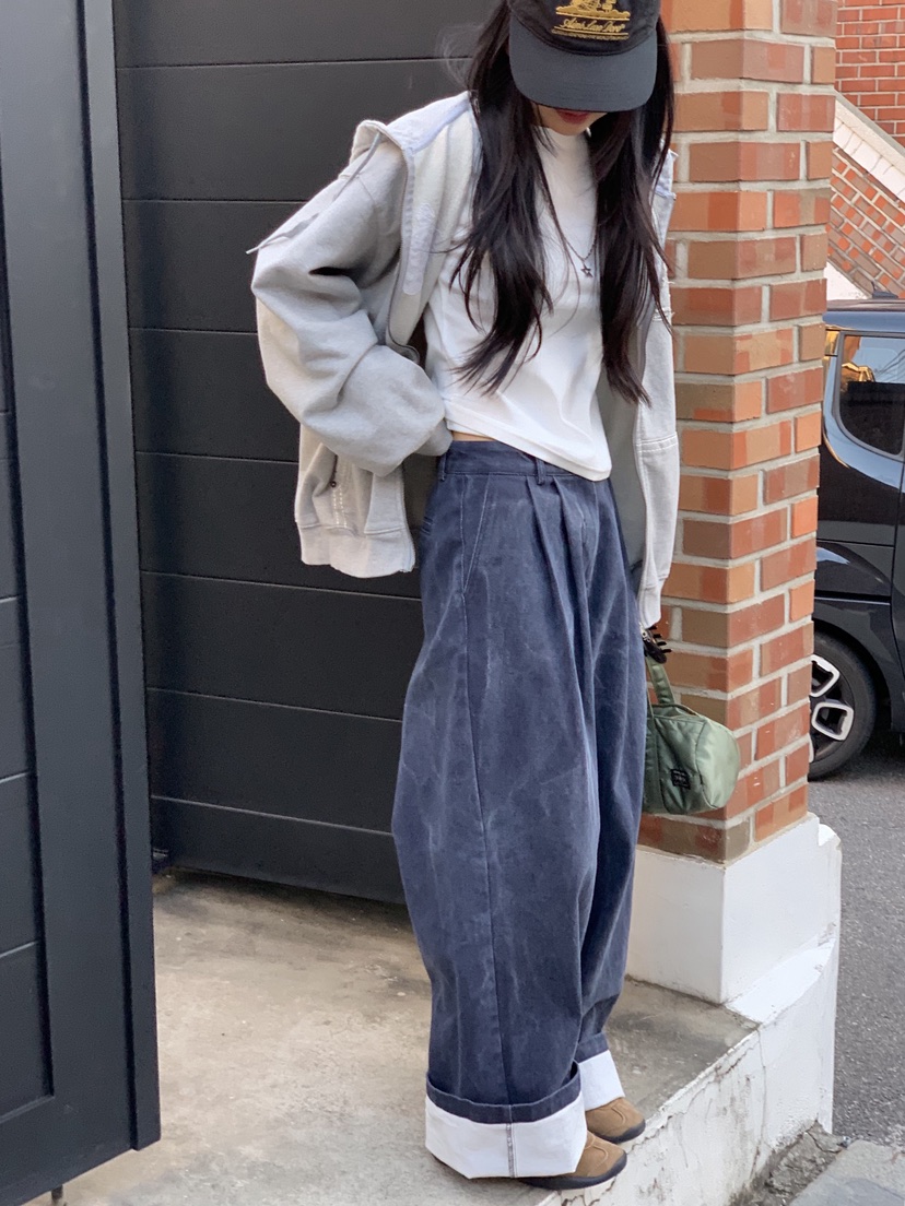 SUNDER MARKET韓國代購女裝新款休閑時尚人氣休閑褲褶裥SUNDER MARKET休閑褲