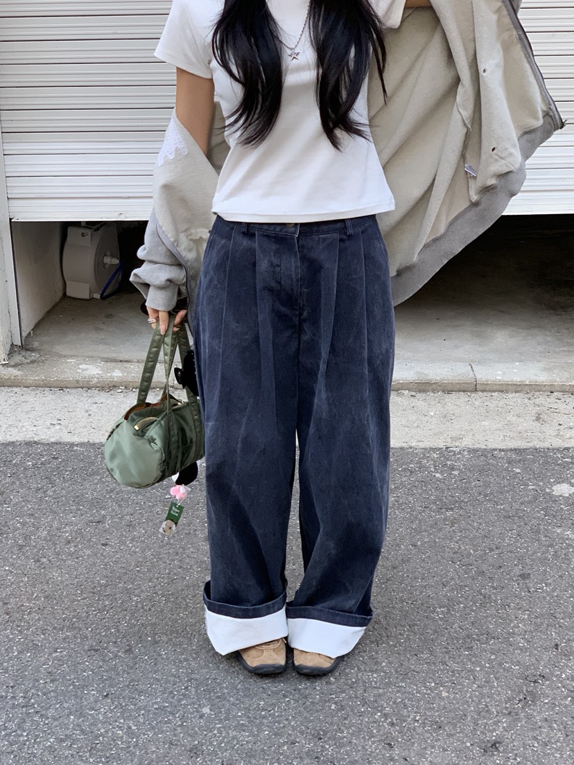 SUNDER MARKET韓國代購女裝新款休閑時尚人氣休閑褲褶裥SUNDER MARKET休閑褲圖色1