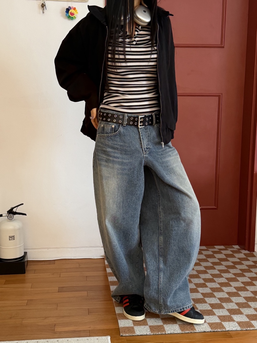 SUNDER MARKET東大門代購女士新品人氣時尚牛仔褲不含腰帶SUNDER MARKET牛仔褲圖色1