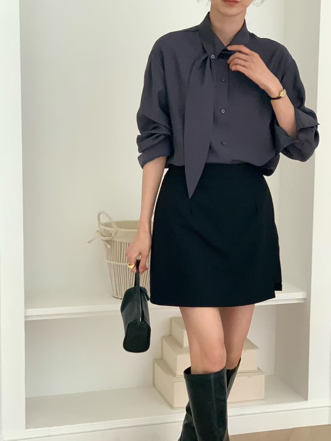 THE ZOA韓國直郵女士新品推薦真品時尚26春夏襯衫蕾絲衫系帶THE ZOA襯衫/蕾絲衫圖色1