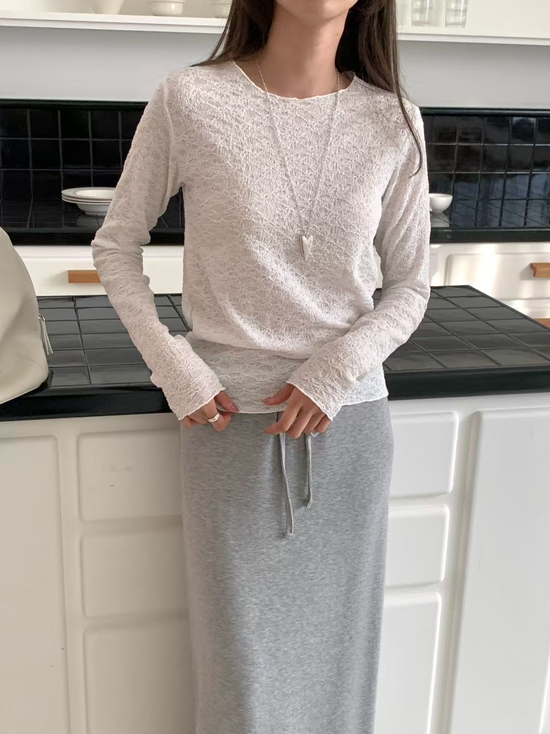 THE ZOA韓國直郵女士新品休閑時尚職業人氣推薦長袖T恤花朵THE ZOA長袖T恤圖色1