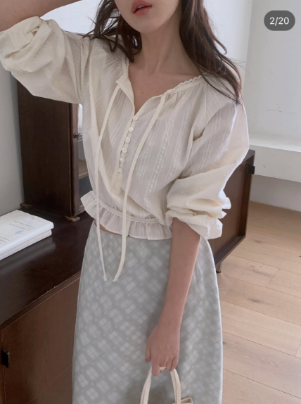 MIELLE-미엘르-OT東大門直郵女裝新款真品時尚襯衫蕾絲衫MIELLE-미엘르-OT襯衫/蕾絲衫