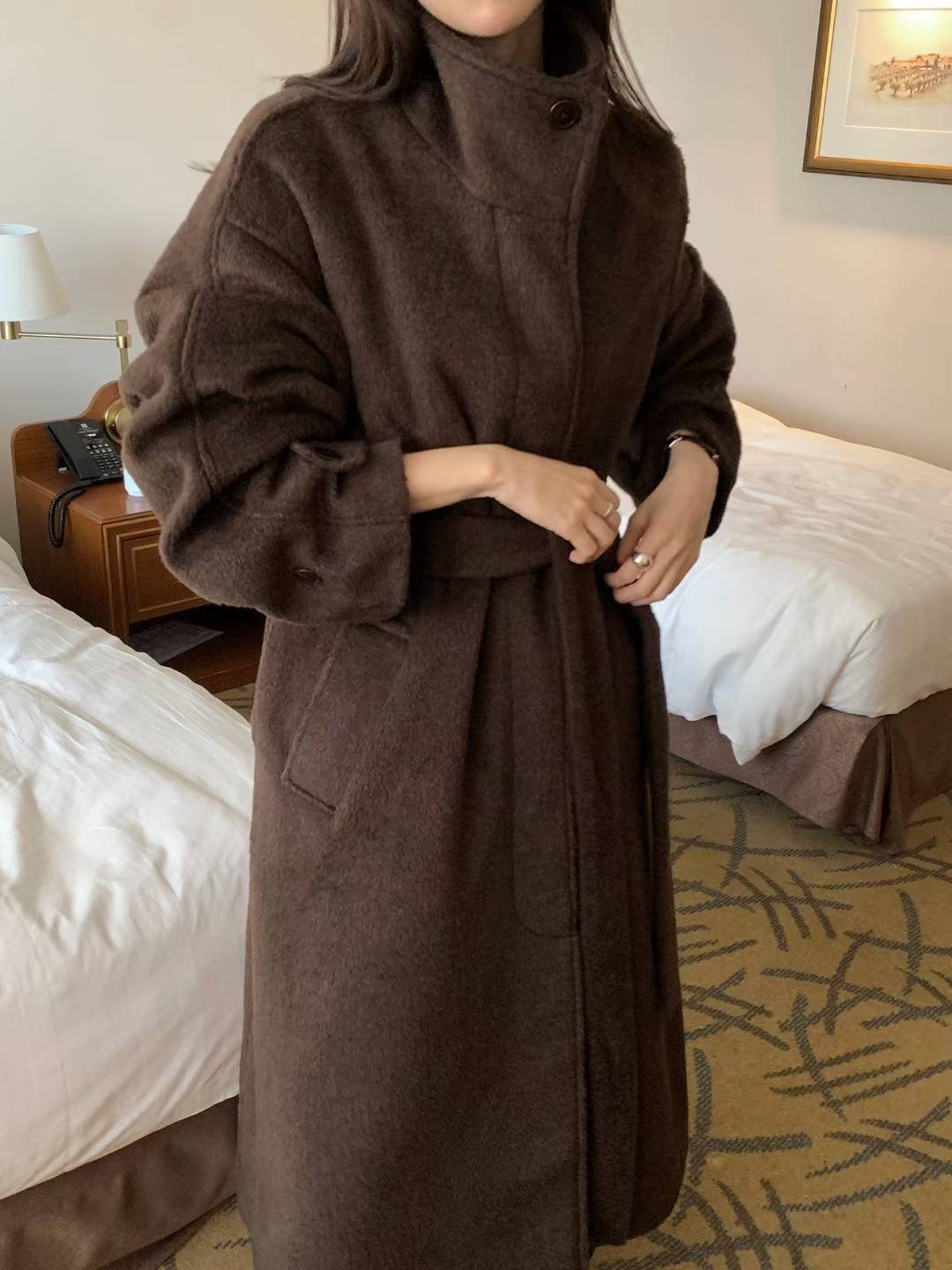 SATURDAY東大門直郵女士新品26春夏中長款大衣含腰帶高領SATURDAY中長款大衣圖色2