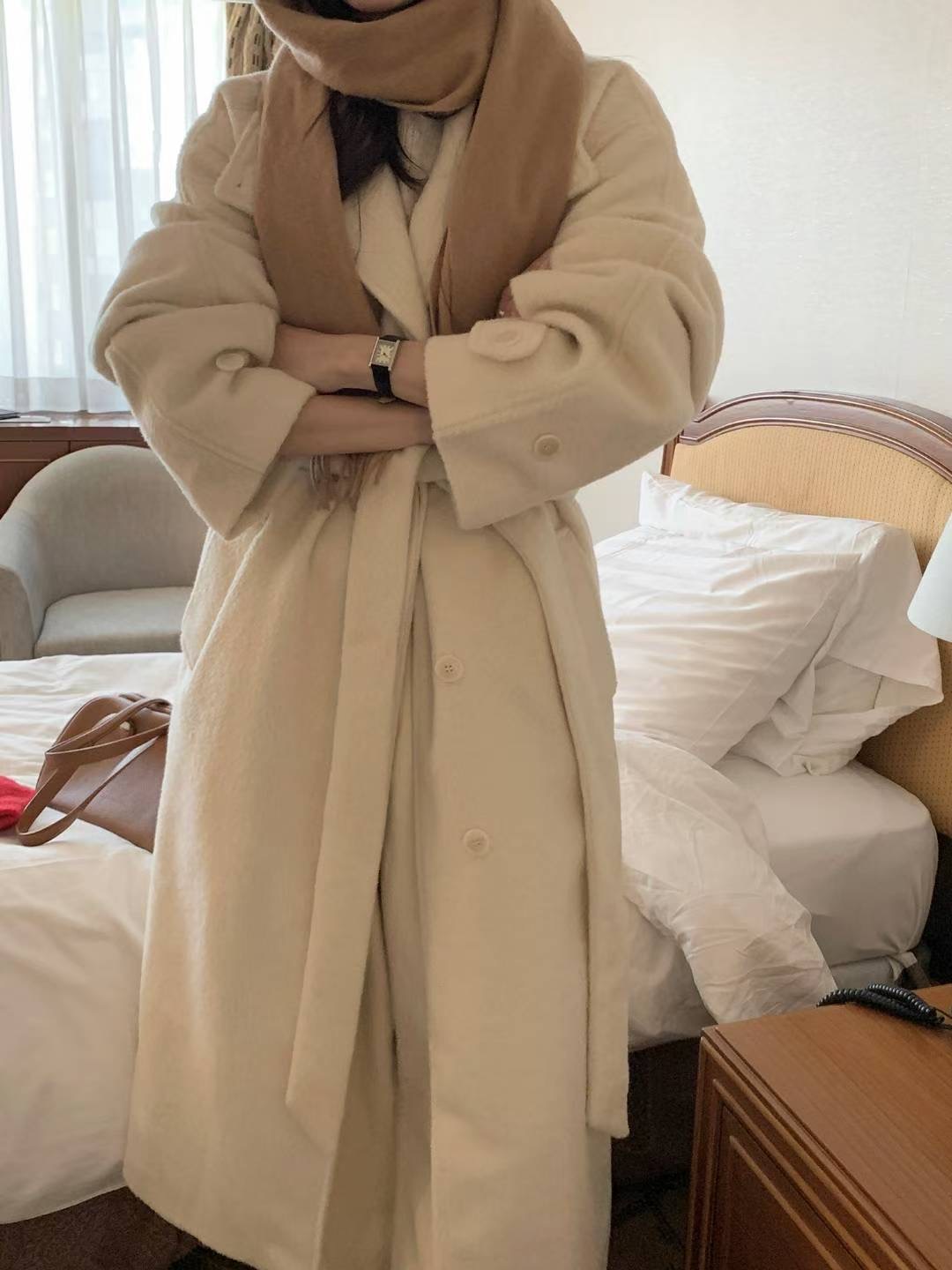 SATURDAY東大門直郵女士新品26春夏中長款大衣含腰帶高領SATURDAY中長款大衣圖色3