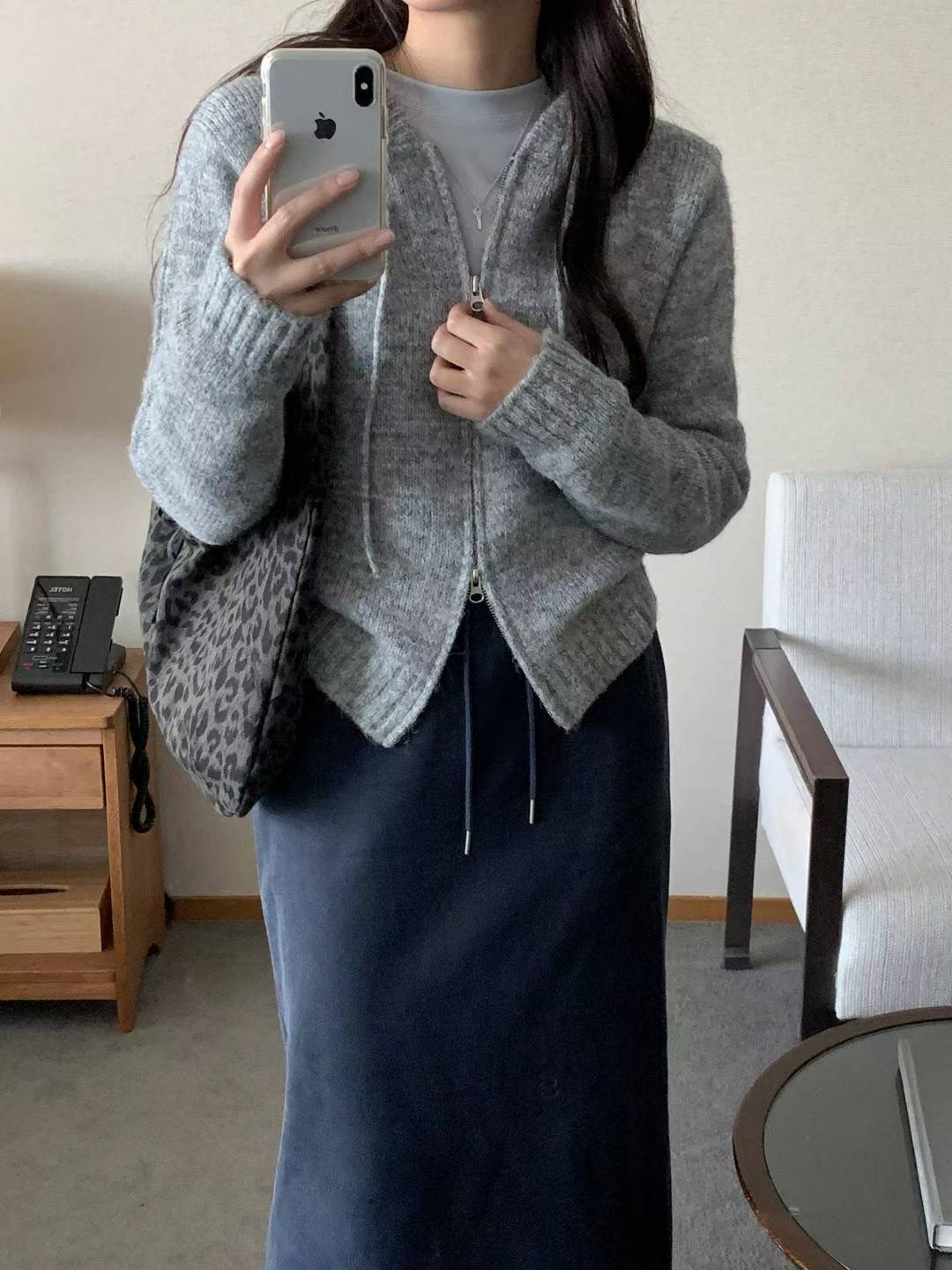 SATURDAY東大門直郵女裝新款休閑人氣真品職業針織衫拉鏈SATURDAY針織衫圖色3