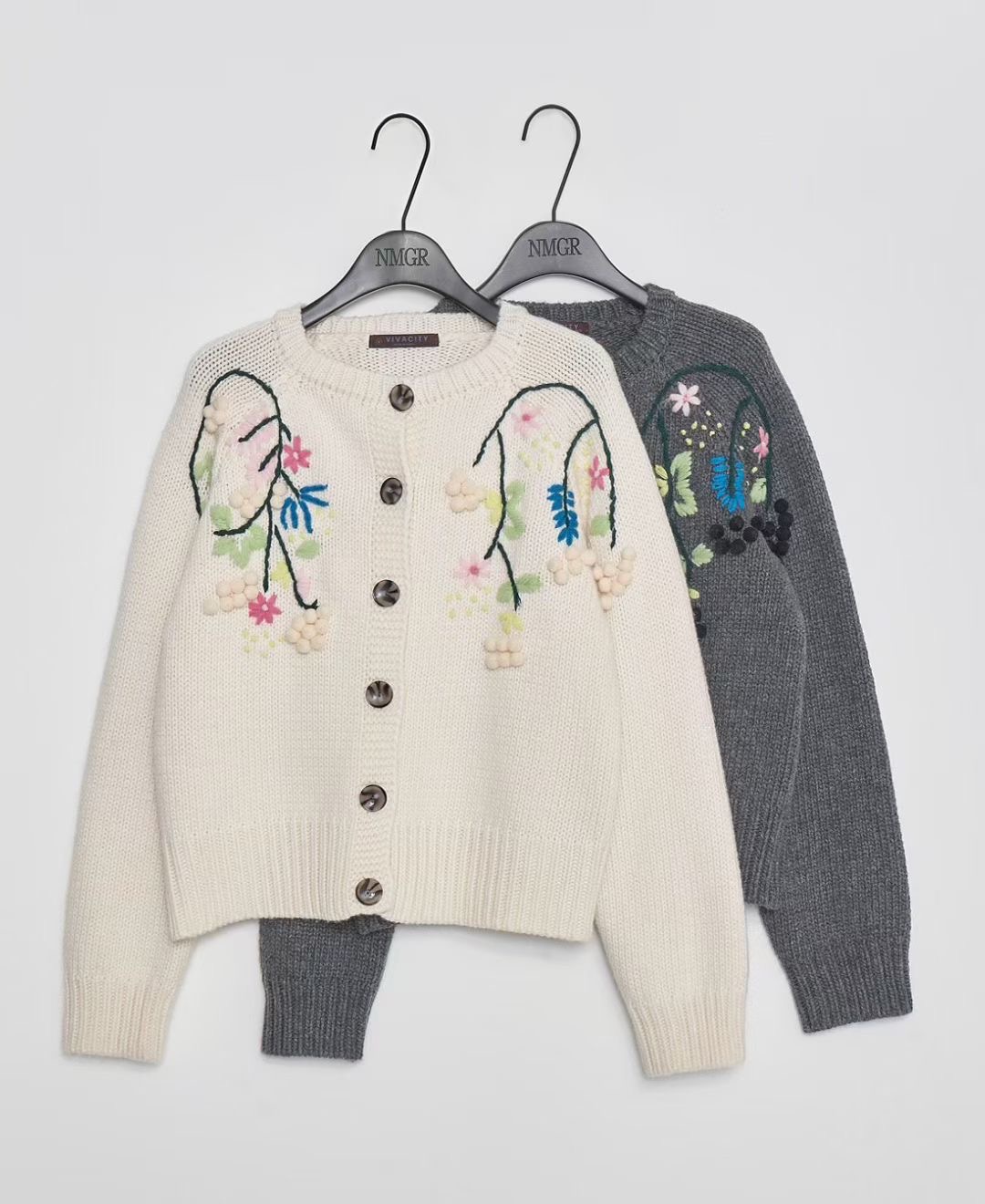 VIVACITY韓國代購女裝新款職業時尚真品針織衫荷葉邊開衫VIVACITY針織衫圖色2左二色