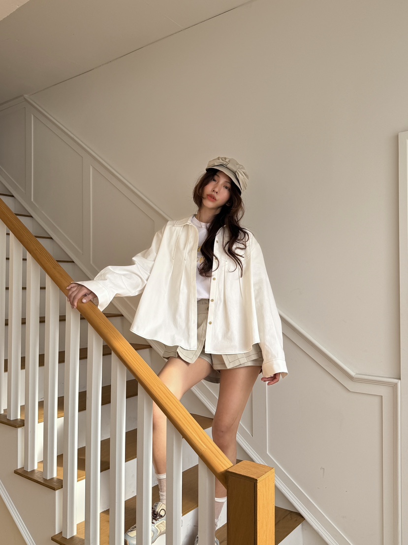 MOSMOS韓國代購女士新品休閑熱賣人氣真品襯衫蕾絲衫褶裥MOSMOS襯衫/蕾絲衫