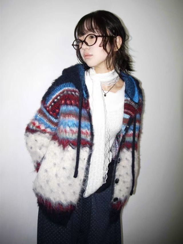 VIVACITY韓國直郵女裝新品人氣職業休閑時尚針織衫開衫連帽VIVACITY針織衫圖色1