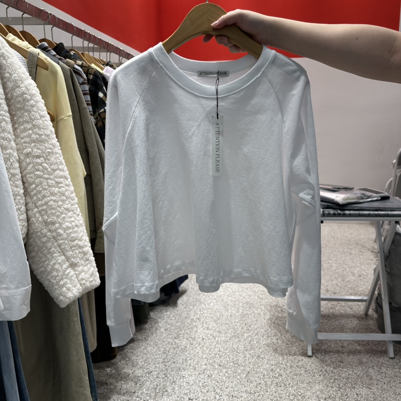ATPZ韓國代購女士新品人氣熱賣推薦職業26春季長袖T恤短款ATTENTION PLEAES長袖T恤圖色1