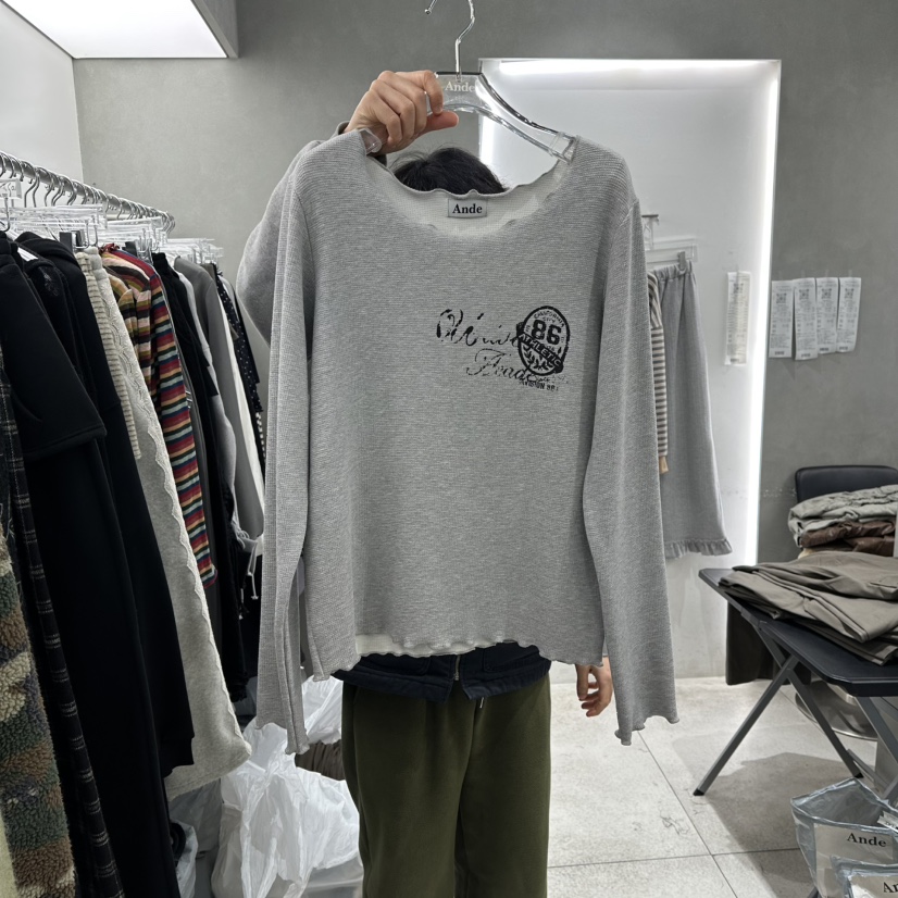 ANDE東大門直郵女裝新款職業休閑時尚人氣熱賣推薦長袖T恤Ande長袖T恤圖色1