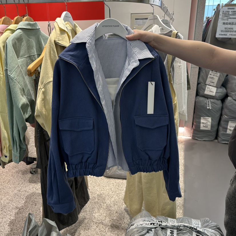 ATPZ韓國代購女士新款推薦休閑26春季時尚職業夾克假兩件ATTENTION PLEAES夾克圖色2