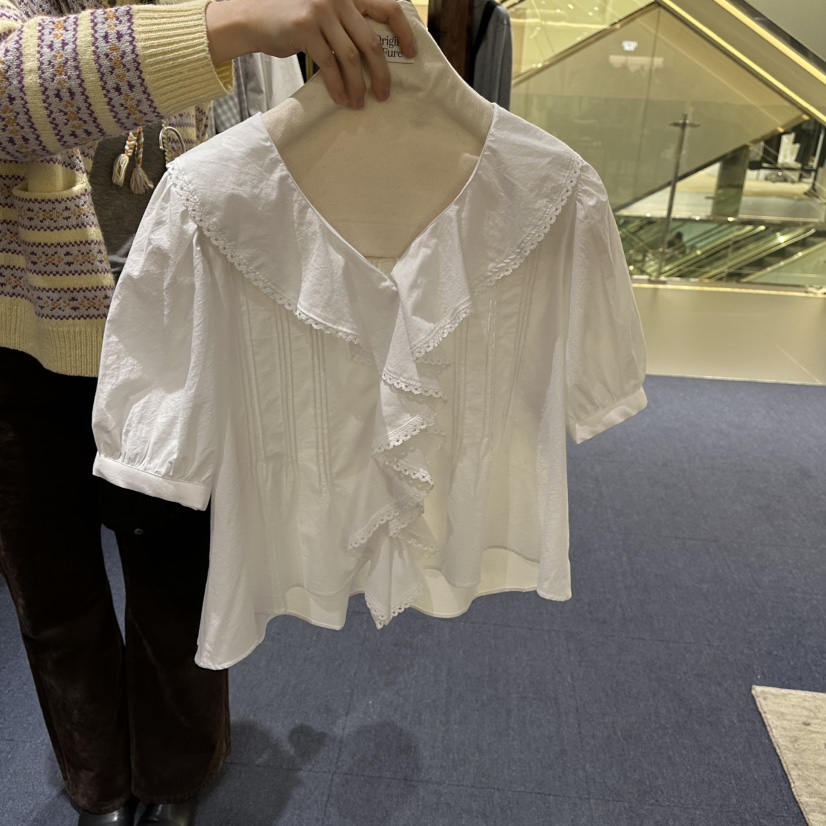 FURE東大門實拍女裝新品休閑熱賣推薦26春季襯衫蕾絲衫褶裥FURE襯衫/蕾絲衫圖色1