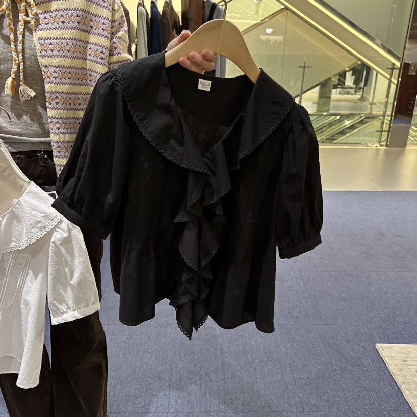 FURE東大門實拍女裝新品休閑熱賣推薦26春季襯衫蕾絲衫褶裥FURE襯衫/蕾絲衫圖色2