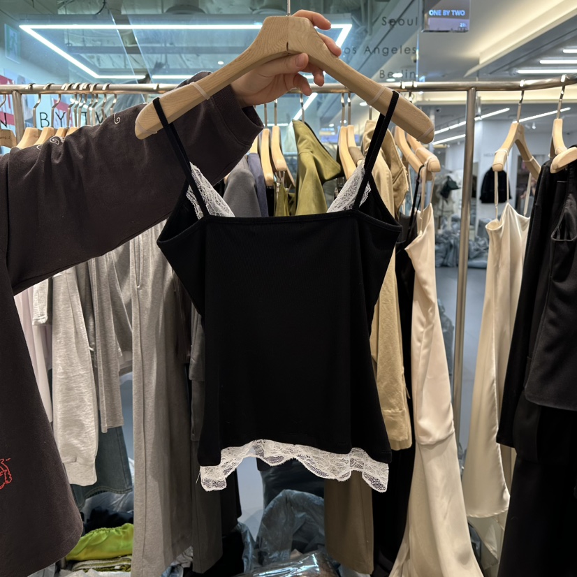 HONG.U韓國直郵女裝新品休閑26春季推薦職業吊帶背心蕾絲HONG.U吊帶/背心