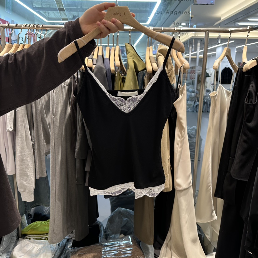 HONG.U韓國直郵女裝新品休閑26春季推薦職業吊帶背心蕾絲HONG.U吊帶/背心圖色3