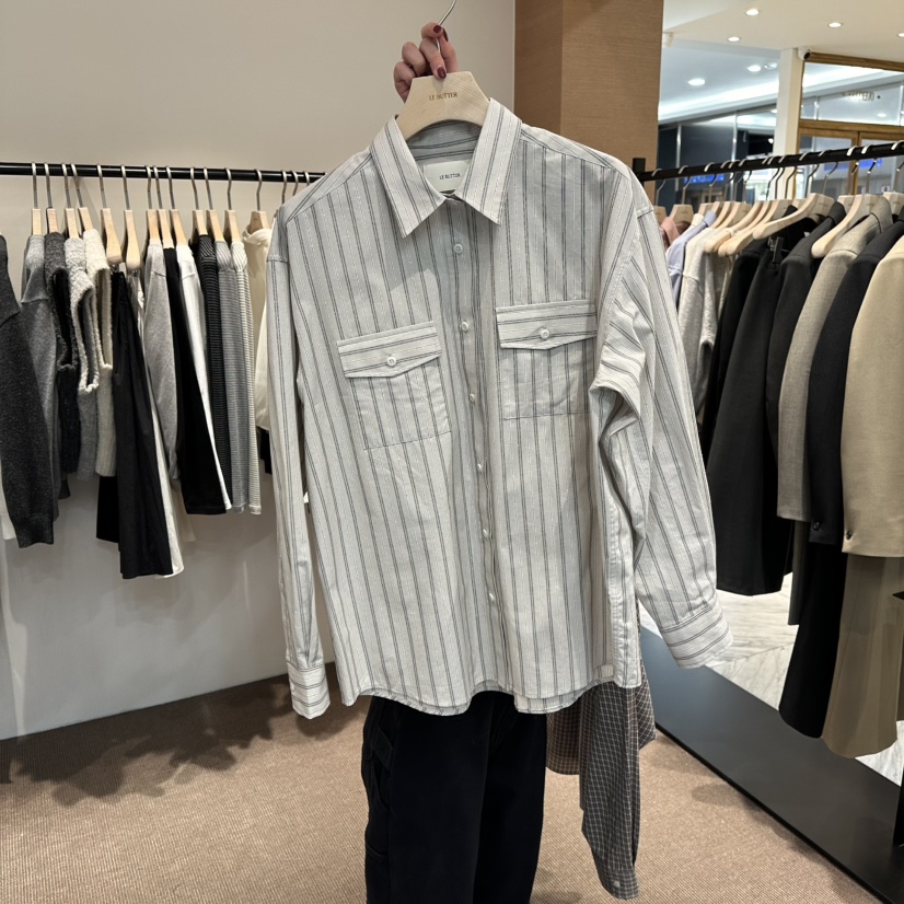 LE BUTTER東大門代購女裝新款推薦休閑26春季襯衫蕾絲衫直筒LE BUTTER襯衫/蕾絲衫圖色1