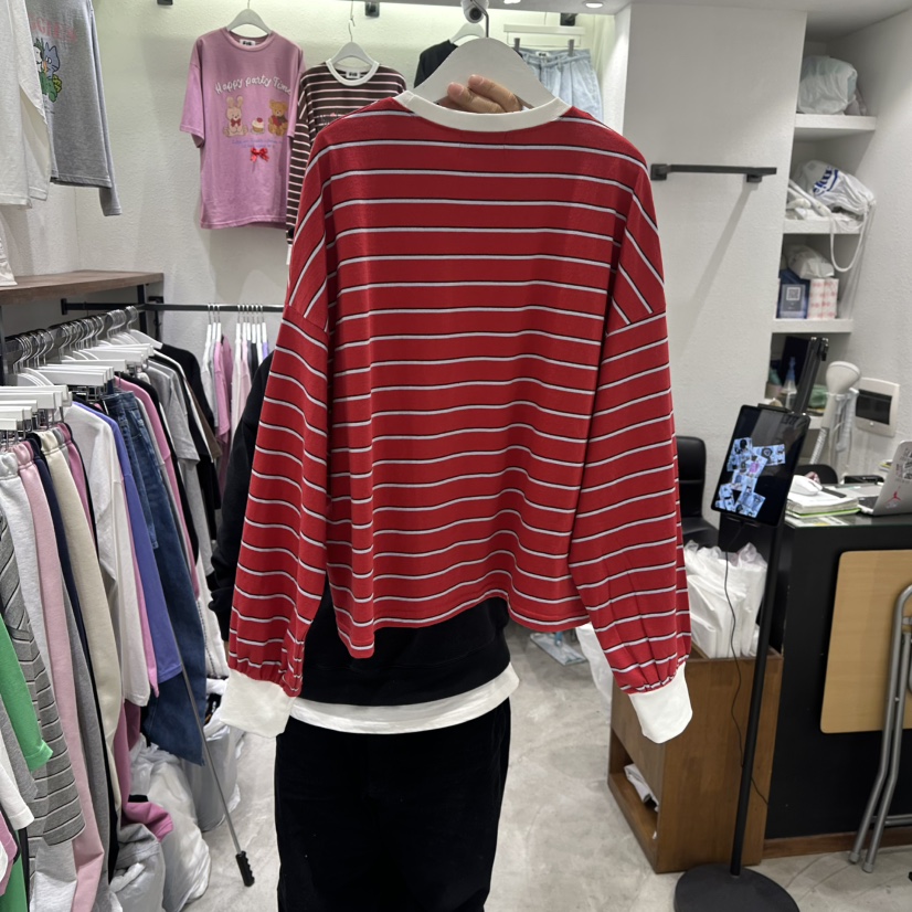 EVE東大門實拍女裝新款人氣推薦休閑26春季時尚長袖T恤絨EVE長袖T恤