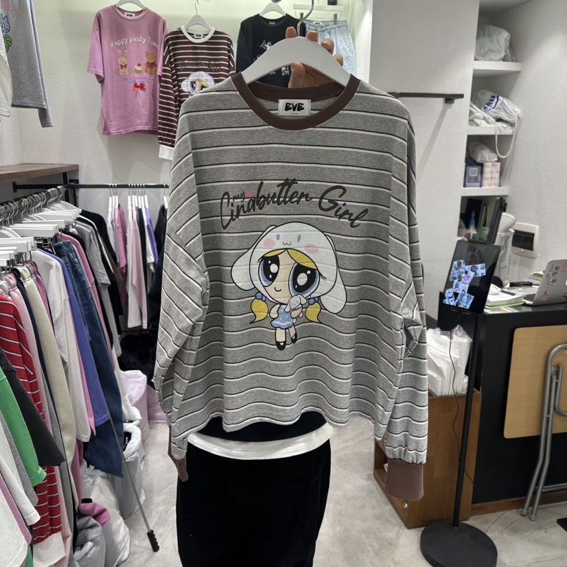 EVE東大門實拍女裝新款人氣推薦休閑26春季時尚長袖T恤絨EVE長袖T恤圖色2