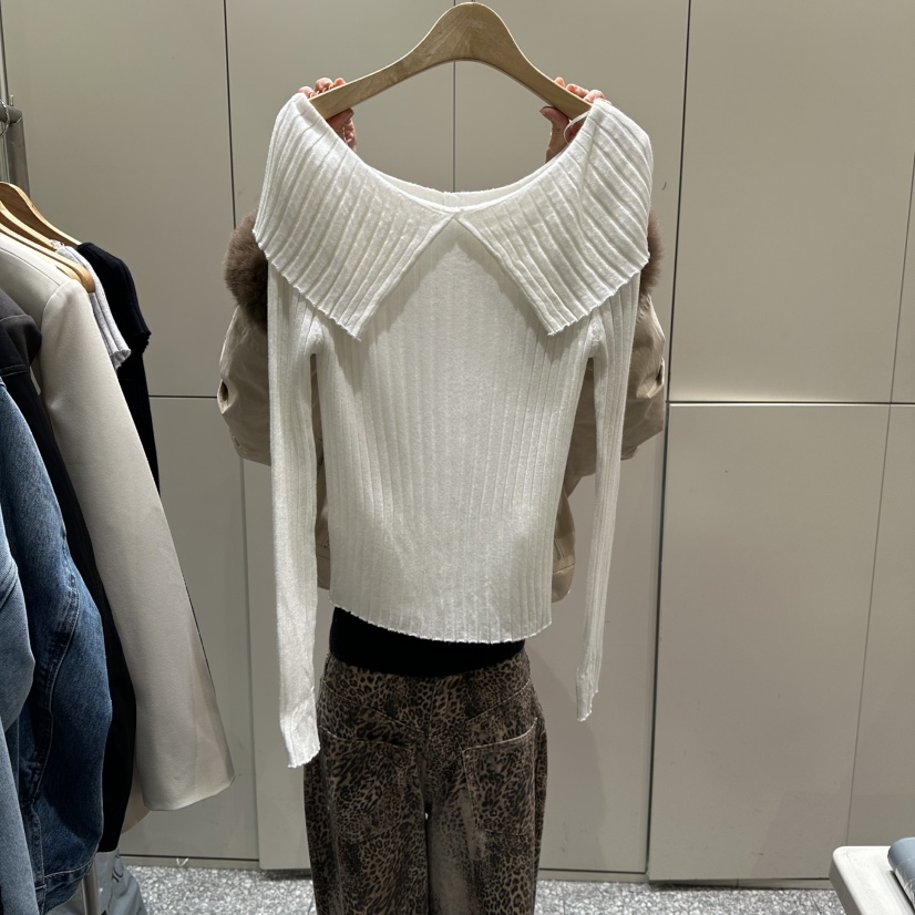 SOF韓國代購女裝新款人氣推薦26春季時尚職業休閑針織衫露肩SOF針織衫圖色1