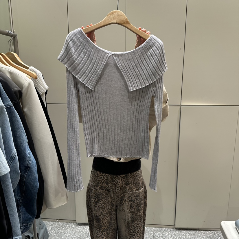 SOF韓國代購女裝新款人氣推薦26春季時尚職業休閑針織衫露肩SOF針織衫圖色2