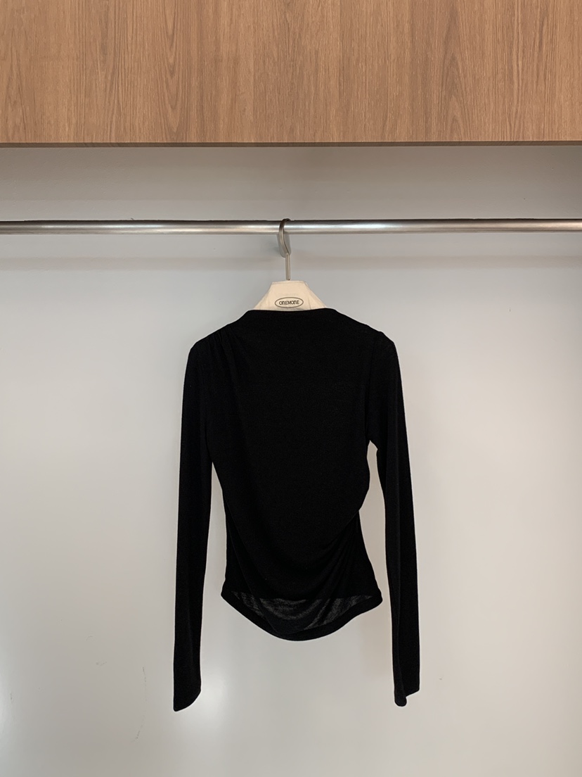 ONE MONE韓國代購女裝新品26春季推薦熱賣休閑長袖T恤褶皺ONE MONE長袖T恤圖色5