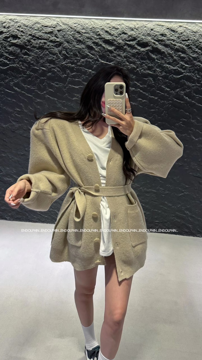 ENDOLPHIN東大門實拍女裝新款人氣熱賣推薦職業針織衫含腰帶ENDOLPHIN針織衫圖色1