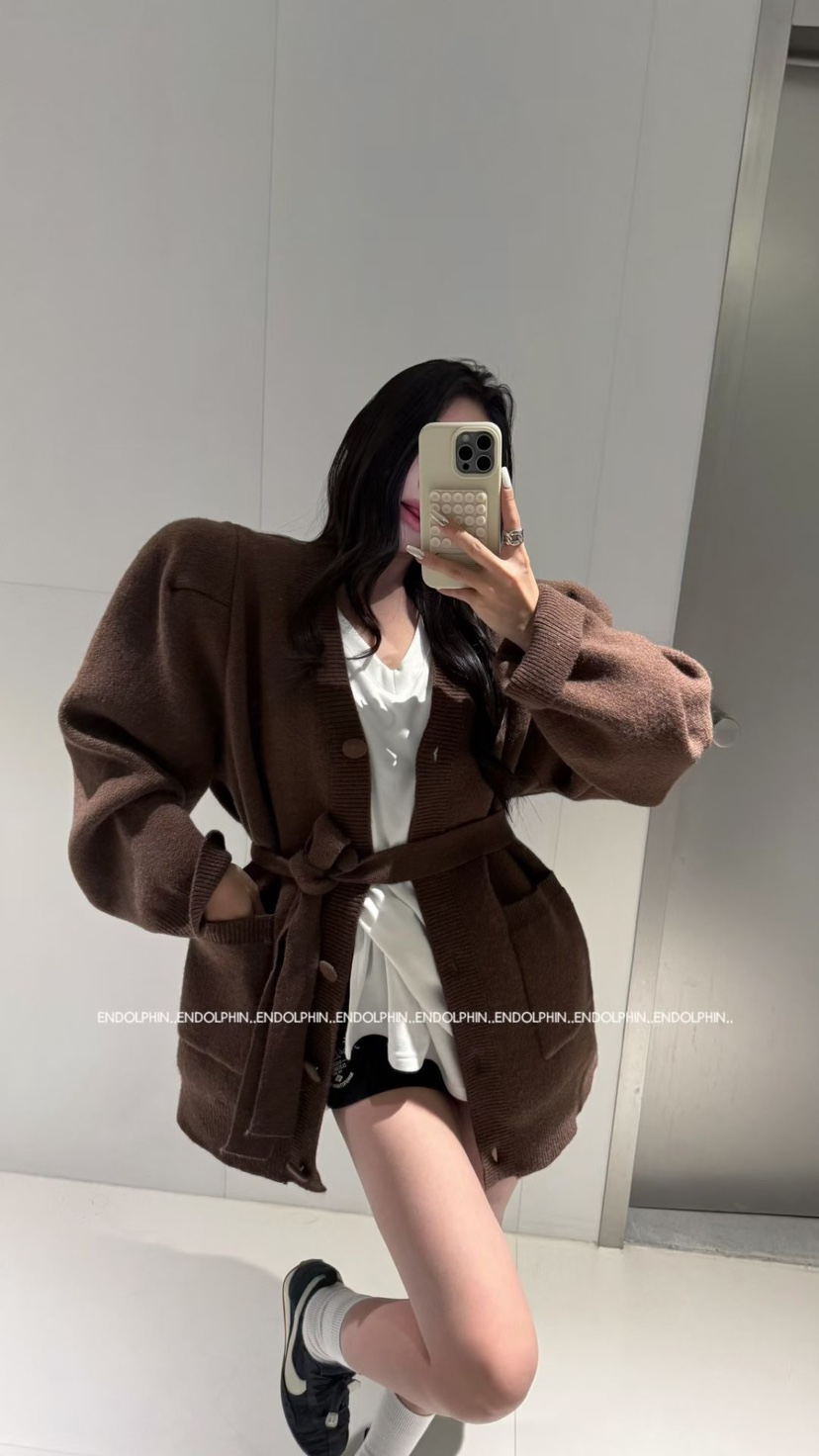ENDOLPHIN東大門實拍女裝新款人氣熱賣推薦職業針織衫含腰帶ENDOLPHIN針織衫圖色3