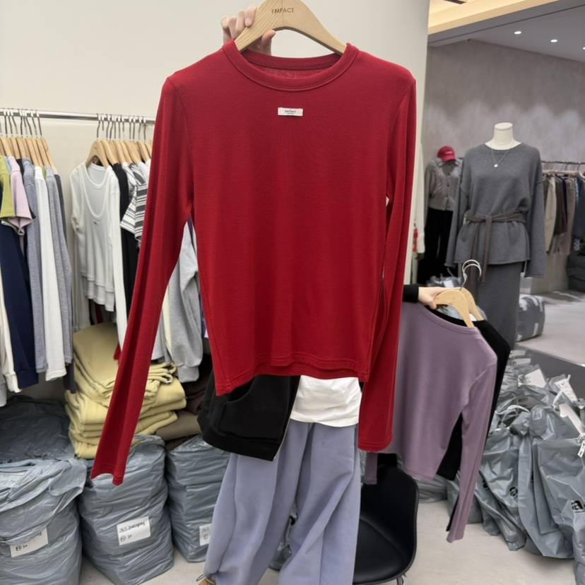 I MFACT東大門代購女士新品熱賣職業休閑長袖T恤天絲羊毛I MFACT長袖T恤圖色3