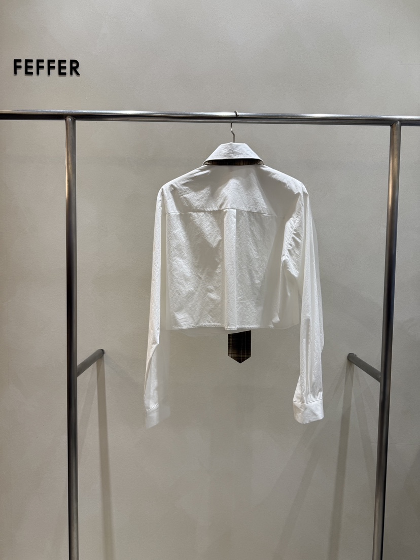 FEFFER韓國直郵女士新款26春季推薦襯衫蕾絲衫含領帶圓領FEFFER襯衫/蕾絲衫