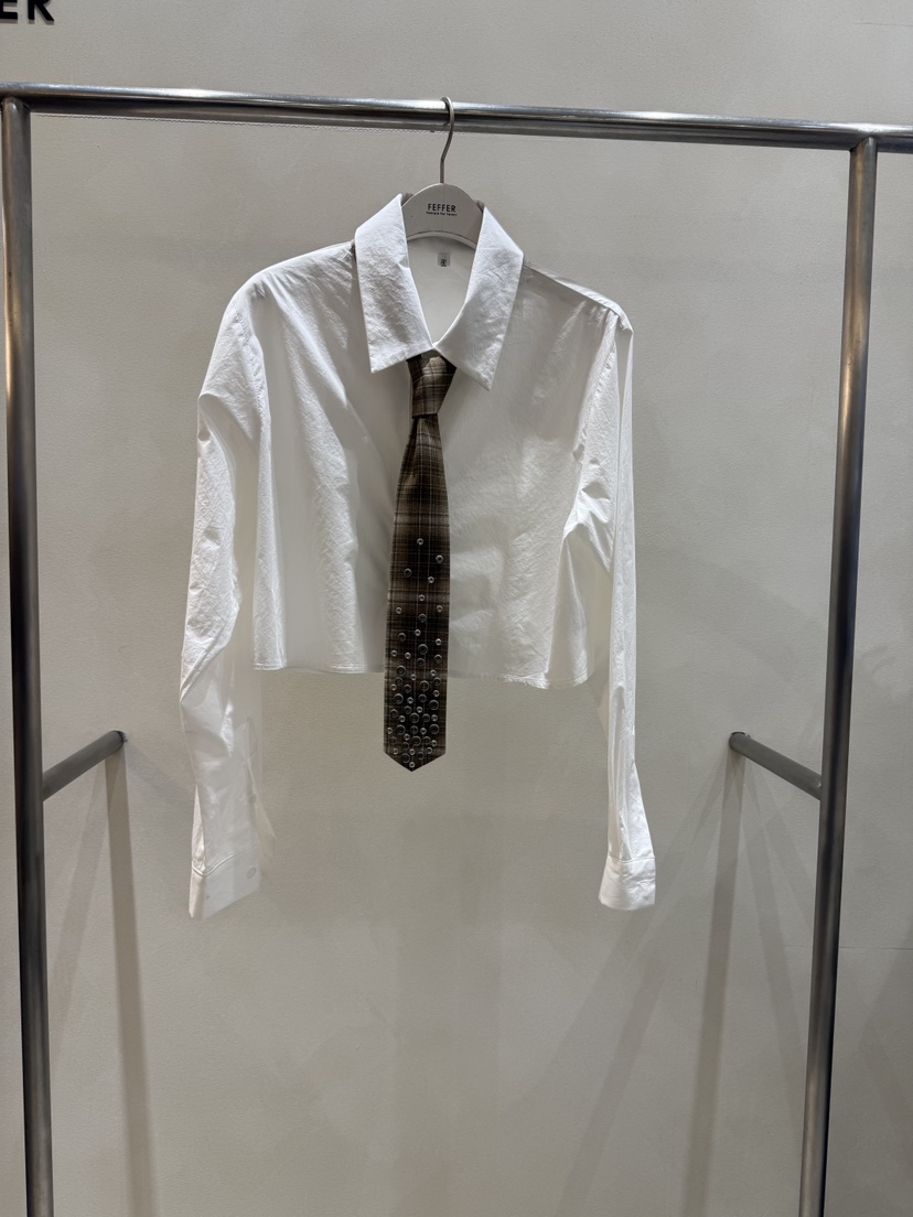 FEFFER韓國直郵女士新款26春季推薦襯衫蕾絲衫含領帶圓領FEFFER襯衫/蕾絲衫圖色1