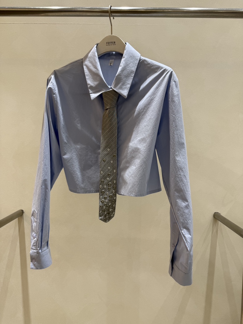 FEFFER韓國直郵女士新款26春季推薦襯衫蕾絲衫含領帶圓領FEFFER襯衫/蕾絲衫圖色2