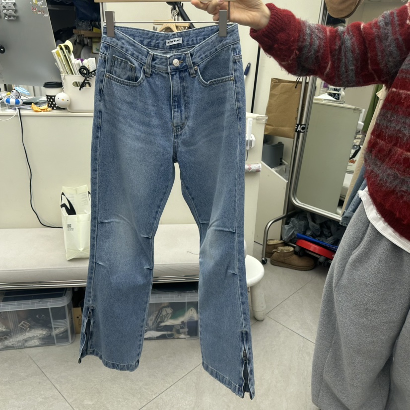 I MFACT東大門實拍女士新品26春季人氣熱賣牛仔褲拉鏈喇叭I MFACT牛仔褲圖色1