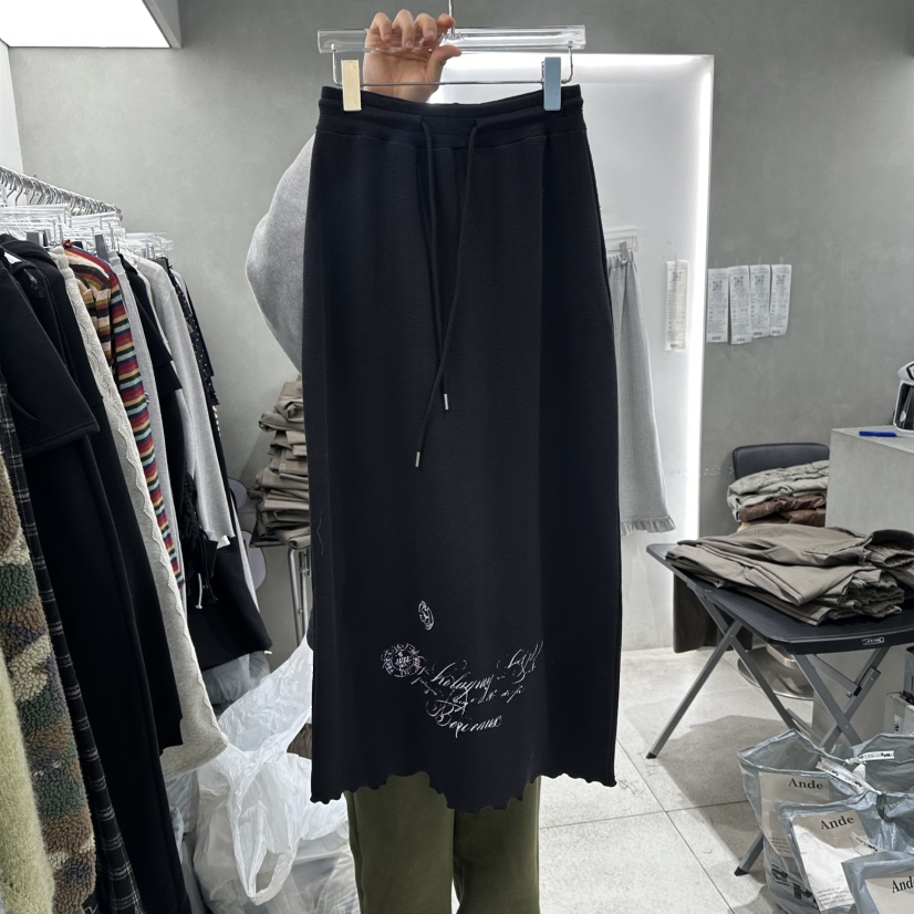 ANDE東大門代購女士新款時尚26春季休閑長裙華夫格修身格紋Ande長裙圖色2