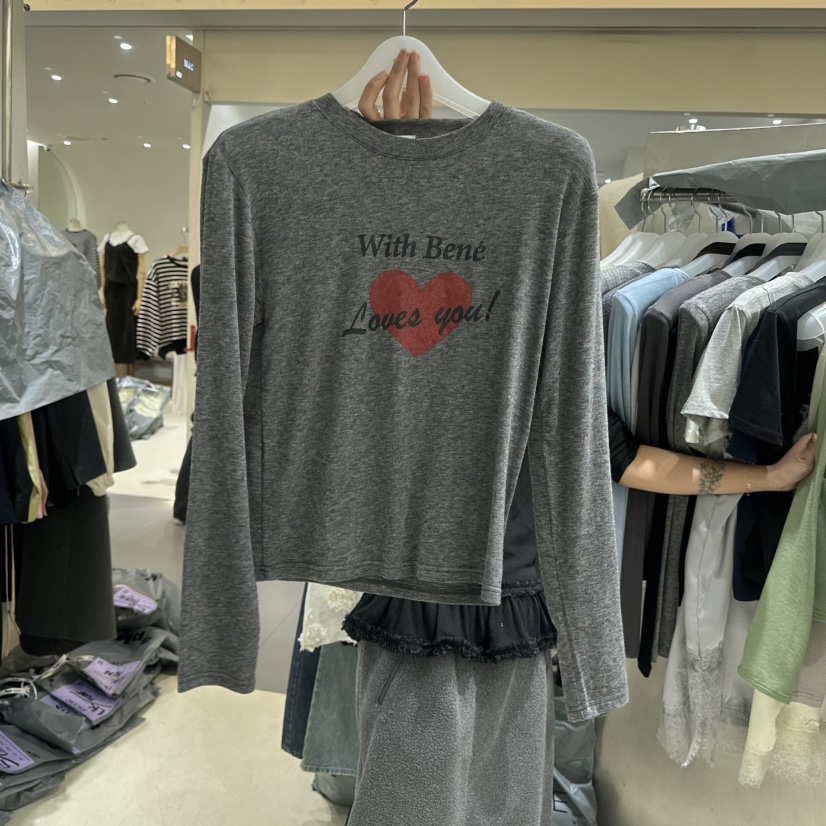 BENE東大門直郵女裝新款時尚休閑熱賣職業推薦26春季長袖T恤BENE長袖T恤圖色4灰色