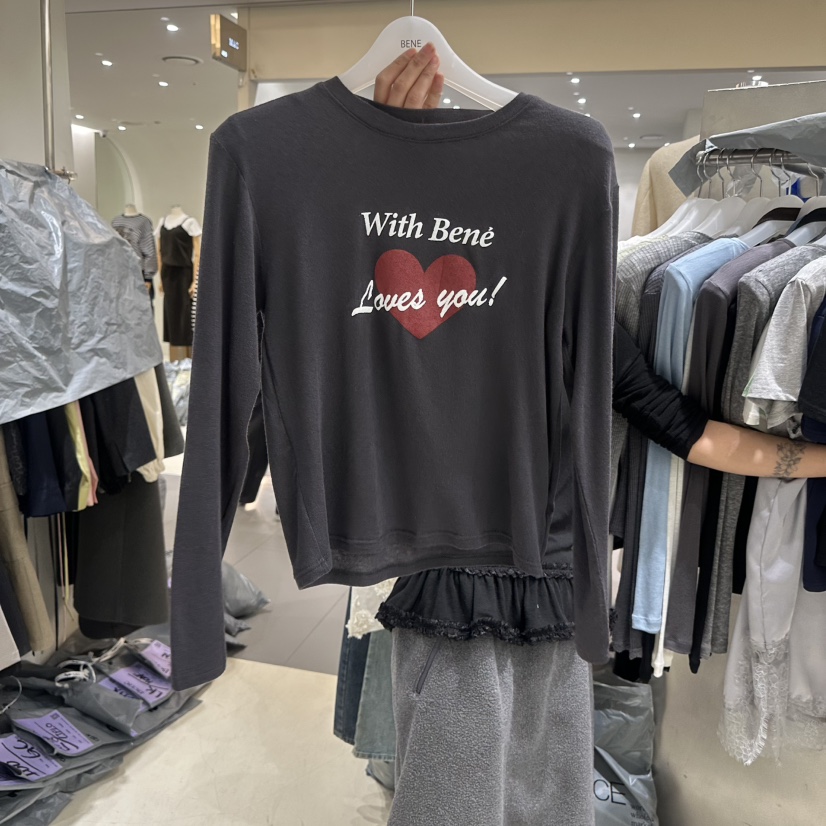 BENE東大門直郵女裝新款時尚休閑熱賣職業推薦26春季長袖T恤BENE長袖T恤圖色5墨色