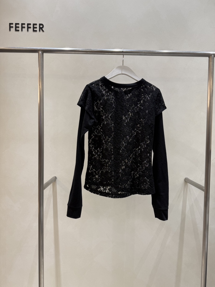 FEFFER東大門代購女裝新款26春季休閑職業推薦長袖T恤假兩件FEFFER長袖T恤