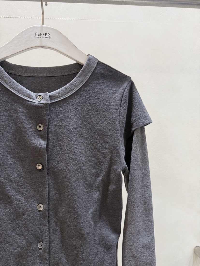 FEFFER東大門代購女裝新款26春季休閑職業推薦長袖T恤假兩件FEFFER長袖T恤