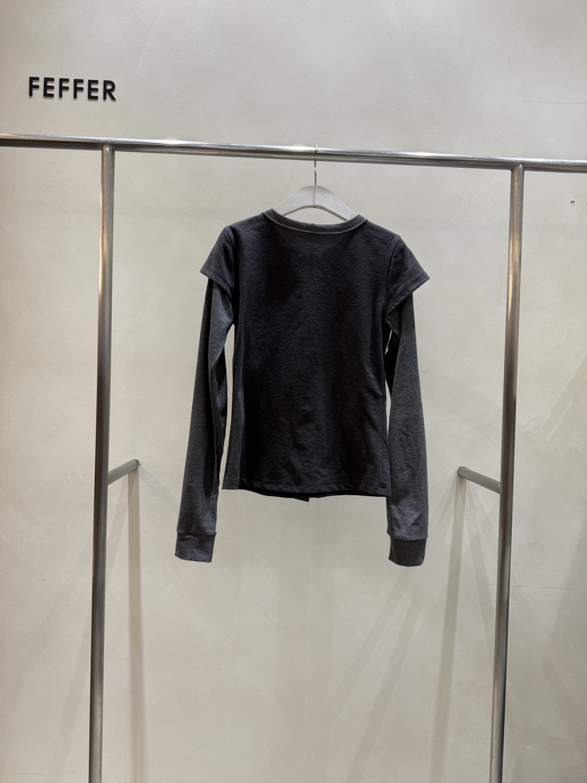 FEFFER東大門代購女裝新款26春季休閑職業推薦長袖T恤假兩件FEFFER長袖T恤
