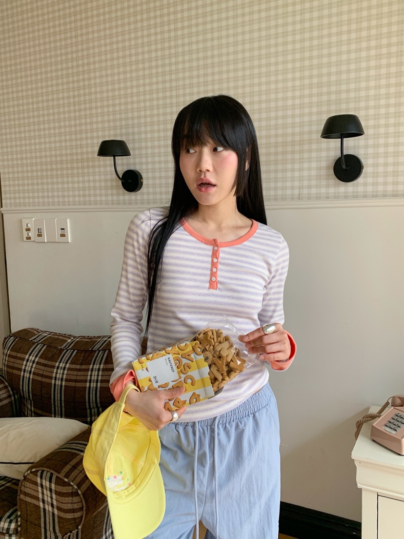 MORE THAN-P韓國代購女裝新品時尚休閑26春季推薦長袖T恤MORE THAN長袖T恤