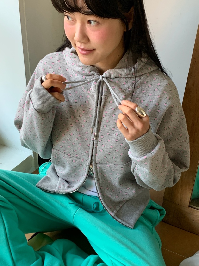 MORE THAN-P東大門直郵女士新款26春季夾克連帽拉鏈衫花朵MORE THAN夾克